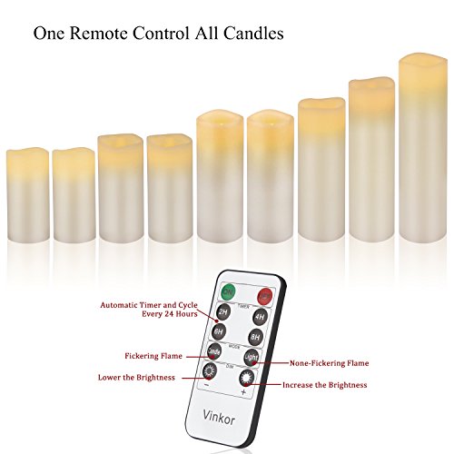 Vinkor VK-031 Flameless Candles Battery Operated Candles Real Wax Pillar Led Candles With 10-Key Remote And Cycling 24 Hours Timer thumb #5