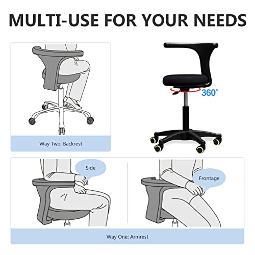 Limkomes Adjustable Saddle Stool With Backrest, Medical Dental Saddle Stool Dentist Ergonomic Office Chair With 36Cm/14.1” Swive Lift Chair Pu Leather Super Soft Cushion #TOP3