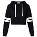 Perfashion crop top hoodie pullover cropped hoodie (S, Striped Black Hoodie)