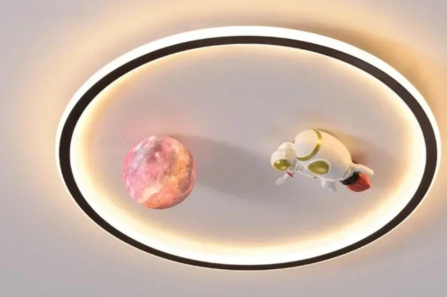 Plafonnier LED moderne blanc froid lustre 50cm noir haute luminosité