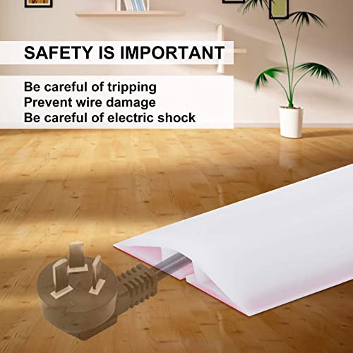 Image of 6.5Ft Floor Cord Cover Transparent Silicone Cable Protector Easy to Install Wire Organizer and Hider for Home, Office, Garage (Transparent-2m)