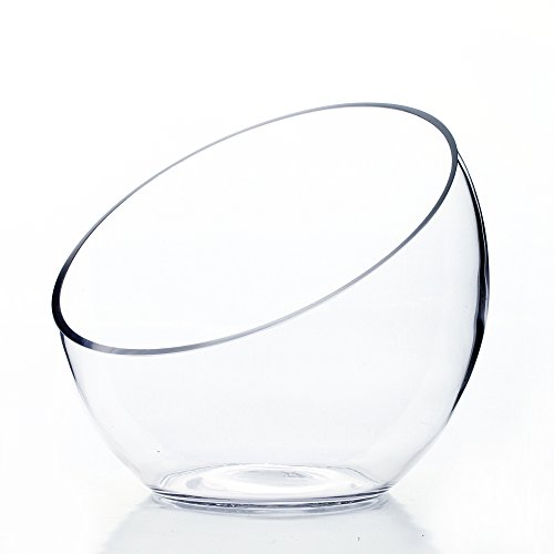 WGV Slant Cut Bowl Glass Vase, Width 7", Height 6", Clear Terrarium, Candy