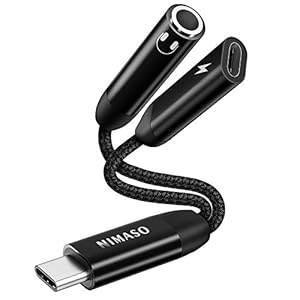 NIMASO USB C hoofdtelefoonadapter Aux, USB C naar 3,5 mm jack-adapter ondersteunt 60 W snel opladen, USB C naar 3,5 mm…