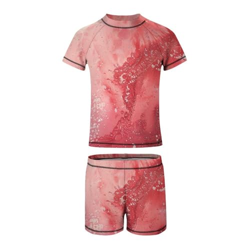 Red Glittery SparklesChildren's Casual Swimsuit Set - Simple and Versatile7-9Y（120cm）2