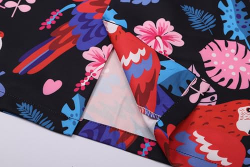 Image of SANGTREE Girls & Women's Hawaiian Shirts Button Down Short Sleeve Floral Tropical Shirt Beach Vacation Blouse Tops