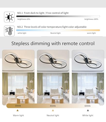 Éclairage de salon sans éblouissement avec le plafonnier LED arc variable télécommandé