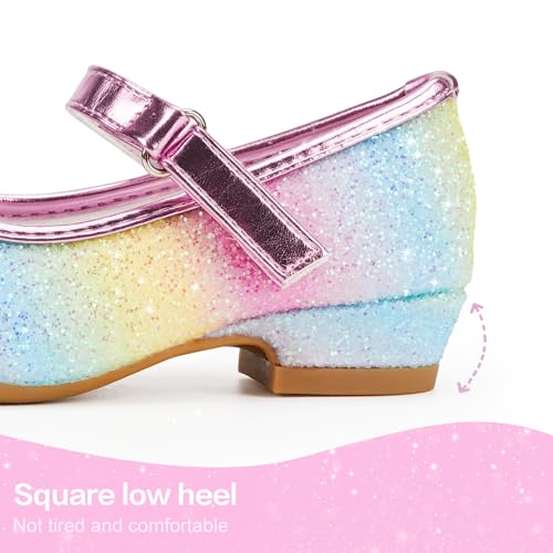 Stelle Girls Dress Shoes Toddler Princess Shoes Glitter Flower Little Girl Flats Mary Jane Low Heels for Party Wedding - Image 5