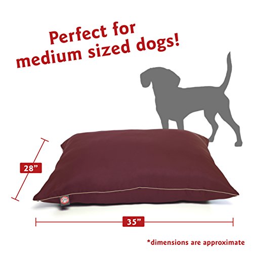 Image of Majestic Pet Rectangle Medium Dog Bed Washable - Non Slip Comfy Pet Bed - Super Value Crate Pet Pillow - Puppy Kennel for Sleeping - Medium Breed 35 x 28 Inch - Solid Burgundy