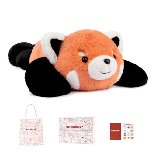 Image of Niuniu Daddy Weighted Stuffed Animal, Gift Box Set, Red Panda, 3.3lbs 20in | Gift for kids and adults, machine washable, 5-piece boxed bundle, heavy sensory lap pad, lying body pillow