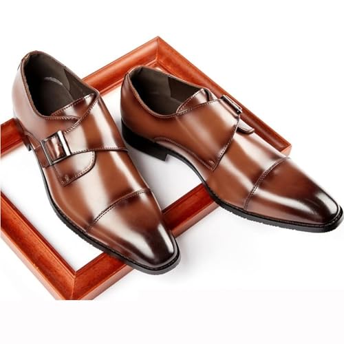 Men's Leather Buckle Monk Strap Loafers Fashion Classic Cap Toe Low Top Comfortable Slip-On Dress Oxfords Business Casual Party Office Formal Shoes4