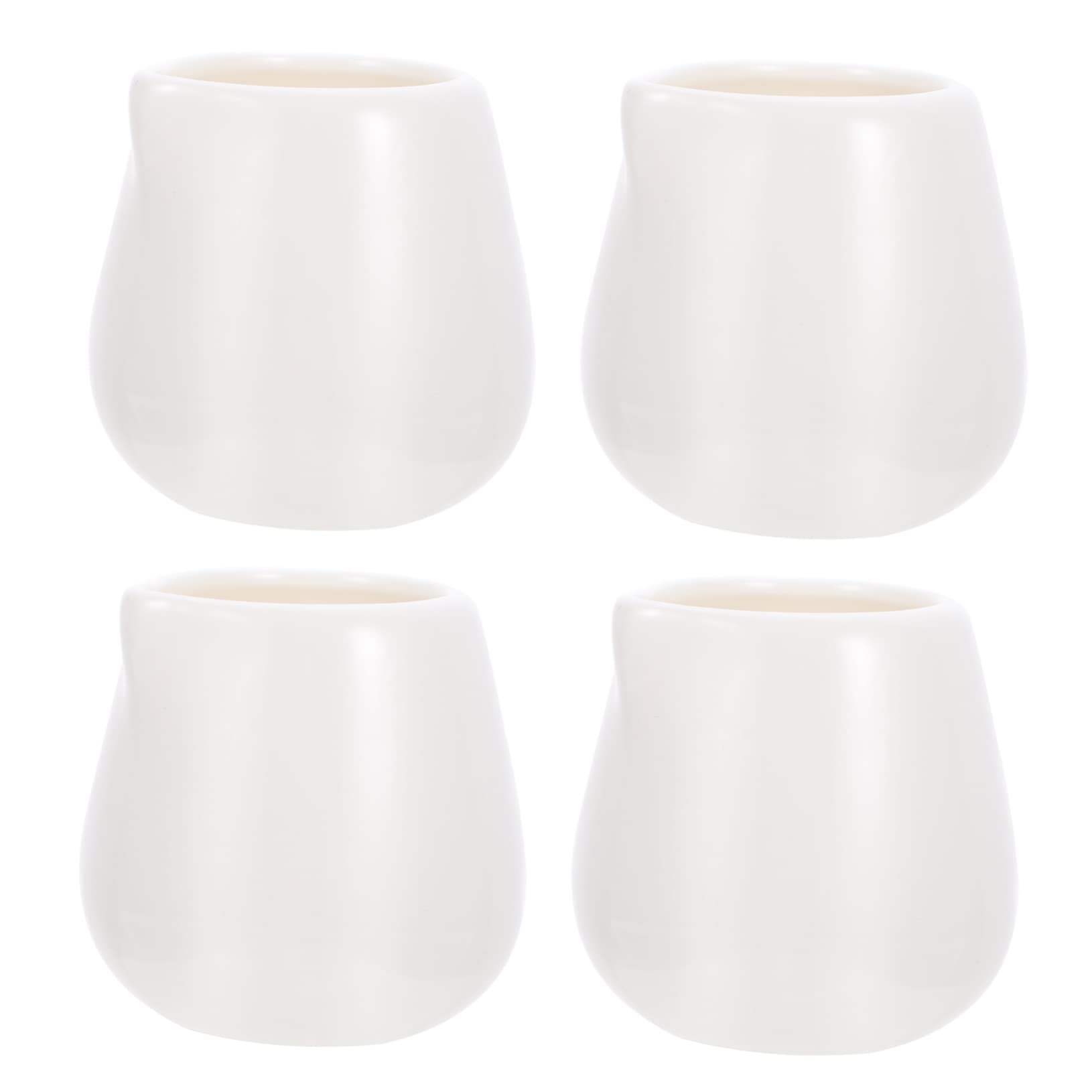 GRIRIW 4 Pcs Ceramic Milk Cup Coffee Creamer Pourer Foamer Coffee Milk Creamer Jug Coffee Carafe Milk Jug Pourer Soy Sauce Dispenser Small Milk Pitcher Coffee Cup Condiment Ceramics White
