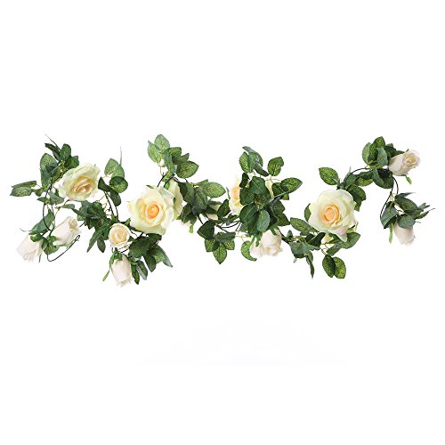 Felice Arts 2 Pack Champagne Rose Garland 13 Ft Fake Flower Garland For Valentine's Day Wedding Table Arrangement Diy Flower Wreath Decor #TOP5