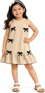 BRIGHT STARS KIDSWEAR Kids Girls Dress Knee Length Soft with Comfortable Stretch Fit, Casual Daily, Playtime, Outings &amp; Al...