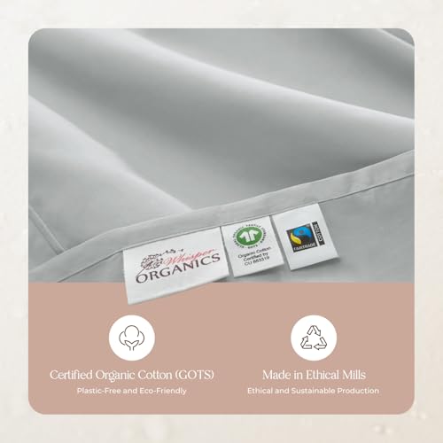 Image of 100% Organic Cotton Pillow Cases Standard Size Set of 2-100% Cotton Pillowcases GOTS Certified 300 Thread Count - Naturally Cooling Comfortable Breathable & Soft Pillow Cases (Shore, Standard)