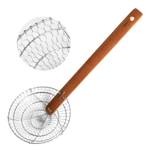 Letschef Stainless Steel Spider Strainer Asian Kitchen Wire Food Cooking Skimmer With Natural Bamboo Handle, 6-Inch, Hand-Made