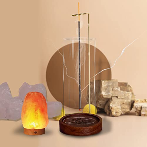 Incense Holder For Sticks, Handmade Upside-Down Wooden Incense Burner, With Brass Incense Sticks Holder, Modern Incense Burner Ash Catcher Ideal For Home Décor (With Glass) #TOP4