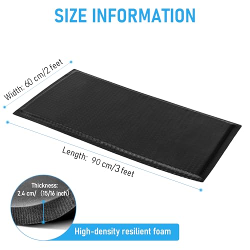 Image of 2 x 3 FT Anti Fatigue Mats Industrial 1 Inch Thick Soft Sponge Ergonomic Mat Durable Heavy Duty Diamond Plate for Standing Non Slip Industrial Grade Floor Mat for Leg & Back Pain (Black)