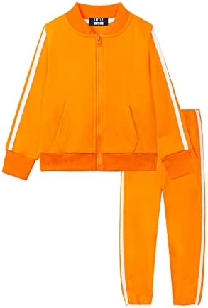 LittleSpring Boys Girls Athletic Outfits Hooded Track Jacket and Jogger Set