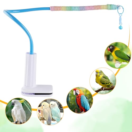 Image of Bird Perch Stand,Bendable Desktop Parrot Training Stand with Tray,Easy to Clean Bird Tabletop Platform Toy,Parakeet Playground Play Stand for Lovebirds Pigeon Budgies,Small Animals(Blue)