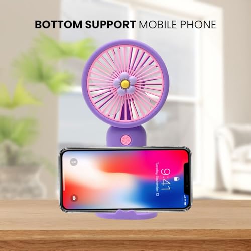 Image of FelinarMini Rechargeable Hand Fan | 3 Speed USB Portable Fan | 2-in-1 Handheld & Desk Fan | Pocket Charging Fan for Men & Women | Travel Office Outdoor | Purple