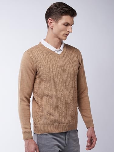 Image of Pivl Men's V Neck Winter Solid Sweater - Warmth and Style for The Season