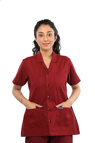 Medilinen Lab Apron Unisex | Adjustable Neck & Fit | Durable Protective Apron for Laboratory | School & Workshop, Maroon-36
