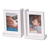 Bey-Berk Picture Frame White Bookend in Solid Wood