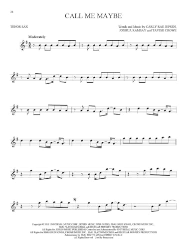 101 Hit Songs for Tenor Sax Sheet Music Songbook | Solo Instrumental Folio for All Levels | Includes All of Me, Clocks, Uptown Funk, Shake It Off, Rolling in the Deep and More - Image 4