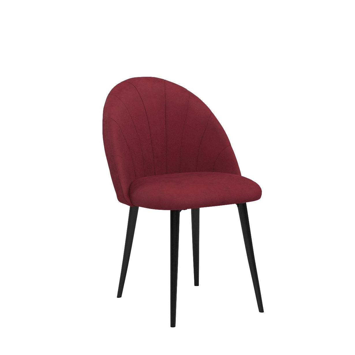 HOMCOM Set di 2 Sedie Sala da Pranzo in Velluto Gambe Metallo Rosso Scuro