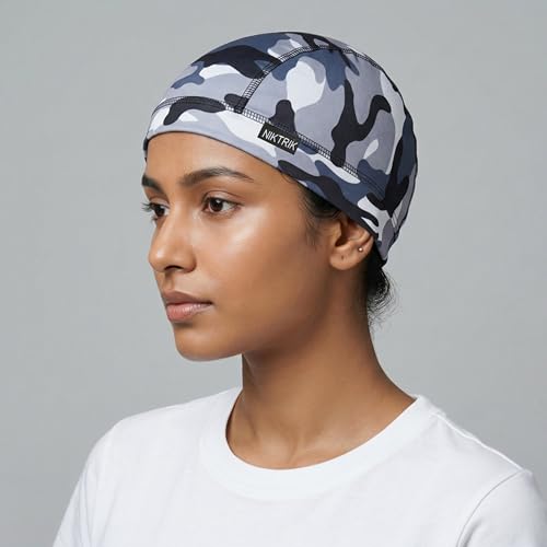 Image of Unisex Helmet Skull Cap for Bikers & Cyclists, Polyester Head Cap, Hair Inner Helmet Cap for Men, Sweat Cooling Beanie Cap, Skull Mask for Summer, Bike Accessories