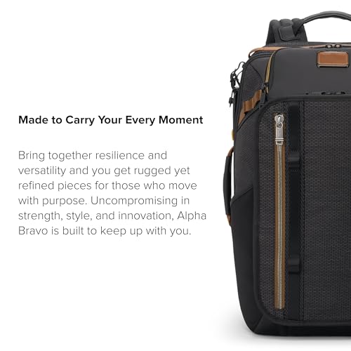 tumi - alpha bravo detrick backpack - multi-compartment travel gear - adjustable straps amp easy to carry - black onyx