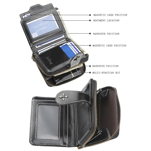 GGOOB Small Wallet for Women Zip Bifold Vintage Wallet Goth Purse Mini Leather Cash Wallets with Zipper Coin Pocket3