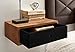 HOGAR24 ES - Pack 2 Mesitas de Noche Flotantes con 1 Cajón Estilo Nórdico Vintage, Madera Maciza Acabado Encerado y Negro. Medidas: Ancho:45 x Fondo: 30 x Alto: 15 cm