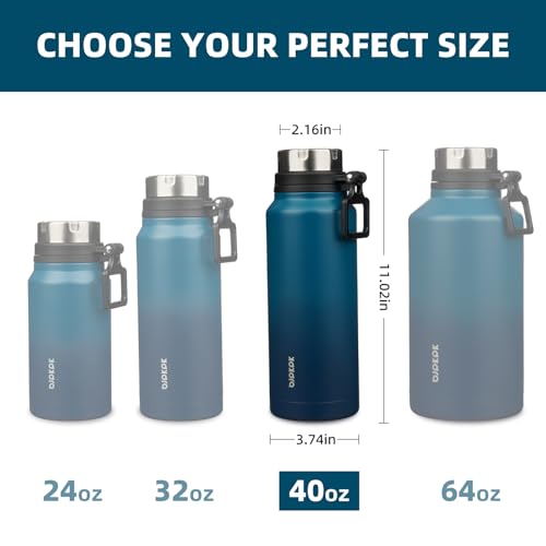 Image of BJPKPK 40oz Large Insulated Water Bottle with Handle, Stainless Steel | Leak-Proof BPA-Free Large Water Bottle, Stainless Steel Vacuum Insulated Bottle for Gym, Work, Outdoor & Everyday Use