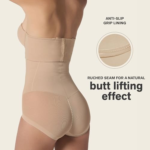 Image of Leonisa Extra High Waisted Tummy Control Underwear - Thong, Sheer Bottom, Shaper Shorts, Butt Lifting Shapewear for Women