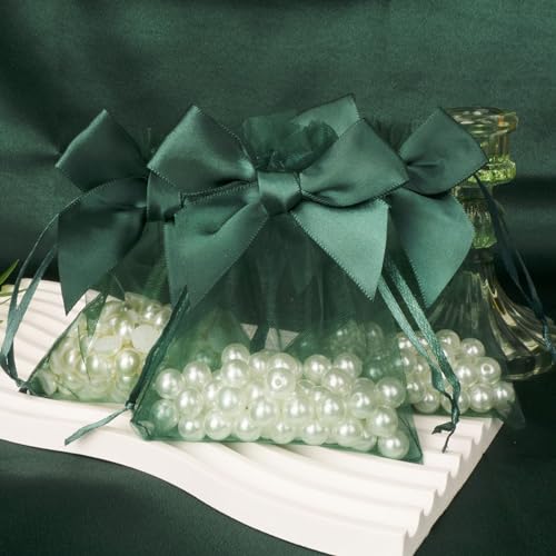 Bolsas de regalo para fiestas y Navidad de organza verde para recuerdos inolvidables