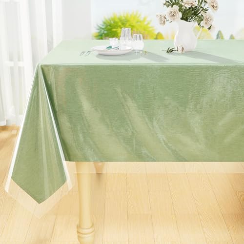 Smiry Rectangle Table Cloth 60x84 Inch, Waterproof Wipeable Vinyl Tablecloths Protector, Oil Spill Proof Plastic Table Cover for Dining, Picnic, Camping, Outdoor, Clear