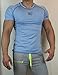 Men's Short Sleeve Tee Compression T Shirt Bodybuilding Workout Slim Fit, Large, Aqua blue