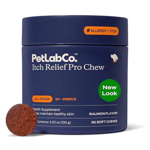 PetLab Co. Salmon Itch Relief Chew Pro for Dogs – Omega 3 for Dogs Itch Supplement - Packed with Beneficial Fatty Acids for Healthy Skin – Seasonal Allergies Support - Packaging May Vary