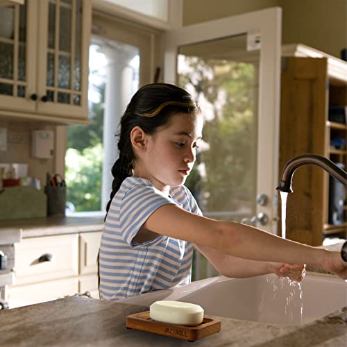 2Pcs Jaziroll Wooden Soap Dish For Bar Soap, Teak Wood Soap Savers, Slotted Soap Holder, Self Draining Soap Tray, Soap Case For Shower Bathroom, Bathtub, Kitchen, Sinks And Countertop #TOP3