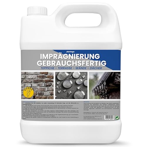PLANTAWA Steinimprägnierung Außen Transparent 5L | Wasser- und schmutzabweisend | Schützender Abperleffekt | Naturstein imprägnierung | Beton versiegelung außen Pflastersteine, Fassaden