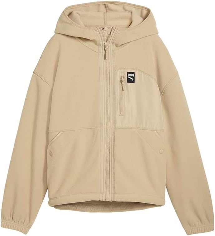 PUMA Womens Polar Fleece Jacket Athletic Outerwear Casual - Beige