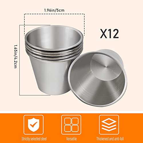 Cenbee Salad Dressing Container, Grade Stainless Steel304 Dipping Sauce Bowls Reusable Mini Sauce Cups Condiment Sauce Cups Pudding Condiment Cups For Home Party Restaurants(12Pack 50Ml） #TOP1