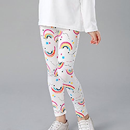 Kids Toddler Girls Cartoon Rainbow Cloud Pattern Leggings Mid Rise Stretch Bottom Children's Fashion Medium Size Clothes2