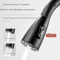 Faizee Granitspüle 75 x 44 cm Schwarz Gesprenkelt – inklusive Armatur Wave in Schwarz – eckige Einbauspüle aus Granit – beidseitig montierbar, kratzfest, hitzebeständig – modernes Spülbecken – Ansicht 6