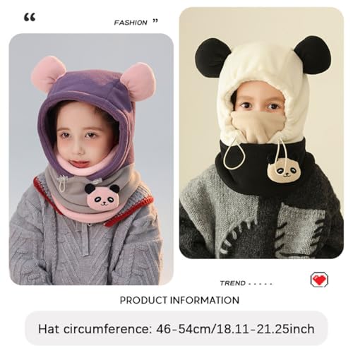 Bear Ears Warm Kids Face Mask, Children Cute Balaclava Hat, Winter Outdoor Adjustable Hood Scarf 3 In1-B4