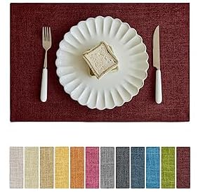 Romanstile ランチョンマット クリスマス 赤 おしゃれ 布 二層生地縫製 柔軟性 収納・携帯便利 おしゃれ 和風 洗える 滑り止め 断熱 厚手 お手入れ簡単 丸洗い 学校用 家庭用 食堂 幼稚園 レストラン ホテル キッチン ピクニック プレースマット 30x46cm 4枚セット レッド