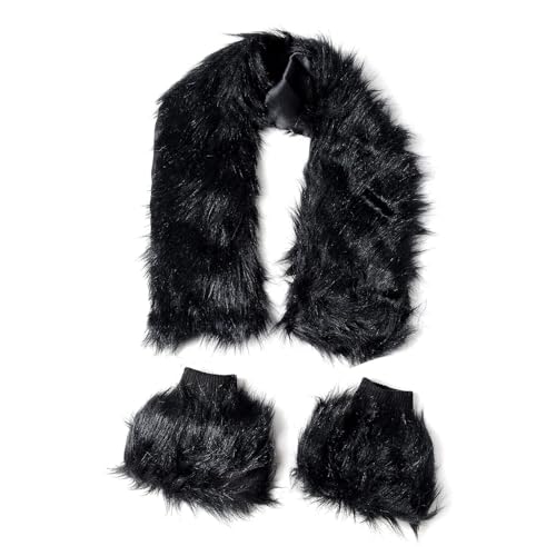 Shop LC Faux Fur Scarf for Women Neck Wrap with Boot Cuffs 100% Polyester Winter Accessories Birthday Gifts