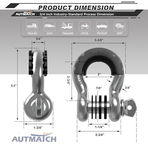 image for AUTMATCH D Ring Shackle 3/4