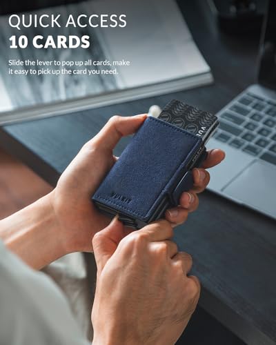 Image of VULKIT Credit Card Holder RFID Blocking Leather Automatic Pop Up Wallet Magnetic Wallet Double Card Case for Men and Women